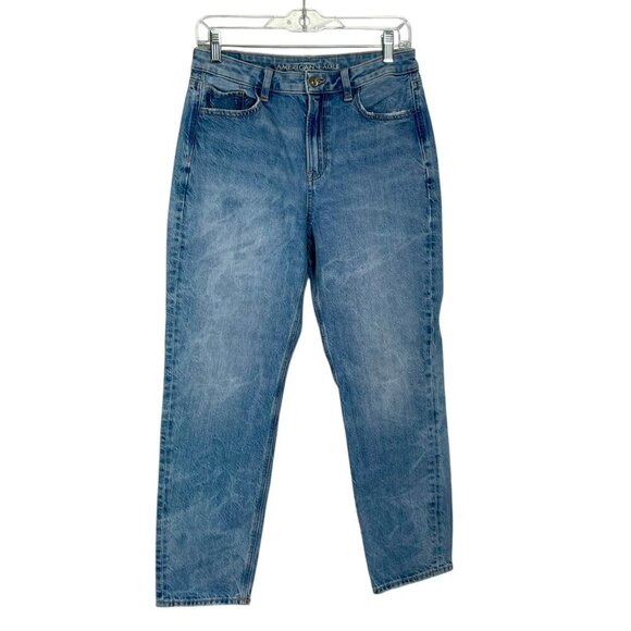 American Eagle Mom Jean Hi-Rise Straight Leg Light-Wash Stretch Sz 6 100% Cotton - Picture 14 of 14